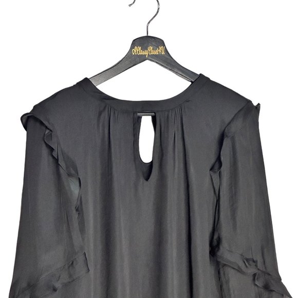 Dolan Black Ruffled Trim Keyhole Blouse S - Picture 5 of 13
